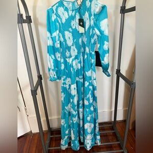 Blue and White Floral Maxi Dress